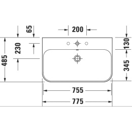 Умывальник 77,5 см Duravit Happy D.2 Plus HP4637O7171, дерево