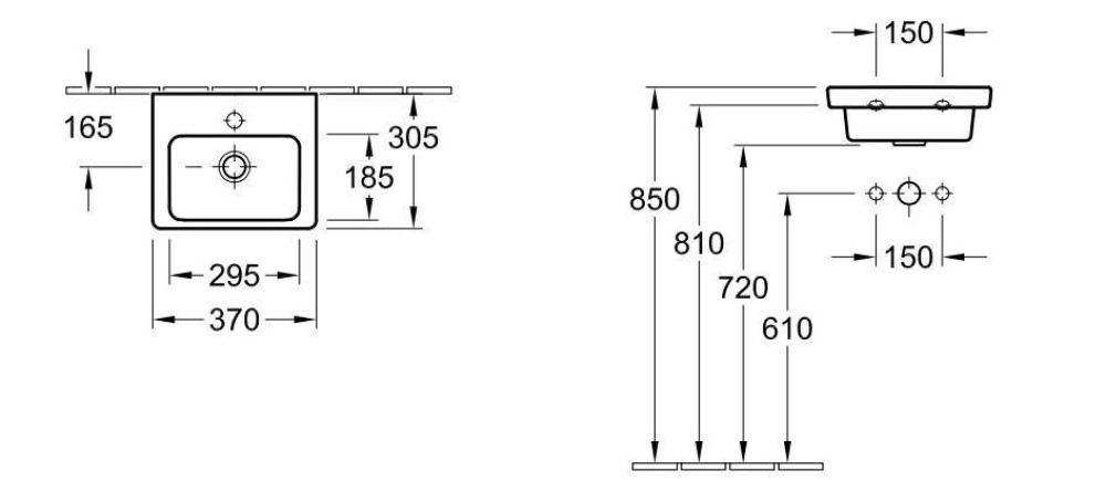 Фото Раковина компактная 731737R2 VILLEROY&BOCH SUBWAY 2.0, 370х305 мм