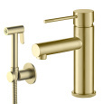 Смеситель для раковины Timo Saona 2360/17G с гигиеническим душем, золото матовое