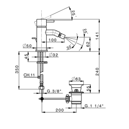Смеситель для биде Cisal Less New LN00055021, хром