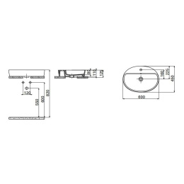 Creavit Loop LP161-00CB00E-0000 Раковина накладная 600*450 мм (белый глянцевый)