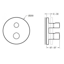 Смеситель Jacob Delafon Modulo Round E98731-CP для душа термостатический, на 2 выхода