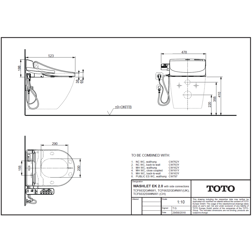 Подвесной унитаз TOTO NC CW762Y+Washlet GL 2.0 TCF6532G