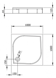 Фото Душевой поддон из искусственного камня Radaway Paros C 100x100x13 белый MBC1010-03-1