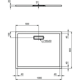 Ультратонкий акриловый прямоугольный душевой поддон 1000x800x25 мм Ideal Standard ULTRAFLAT NEW T446