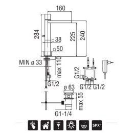NOBILI Loop E EC90128/1CR Электронный смеситель для раковины (хром)
