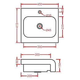 Раковина 45 см ArtCeram La Fontana (LFL004) белый