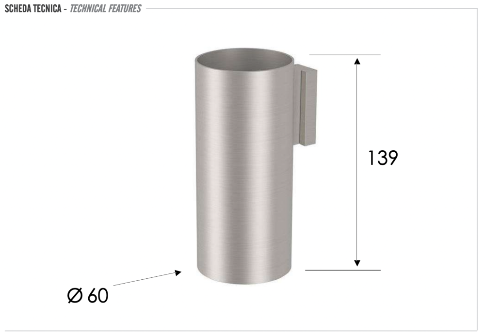 Фото Стакан настенный Remer INOX SSXI15, нержавеющая сталь
