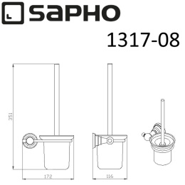 Sapho Diamond 1317-08 Ершик DIAMOND для унитаза, настенный, хром
