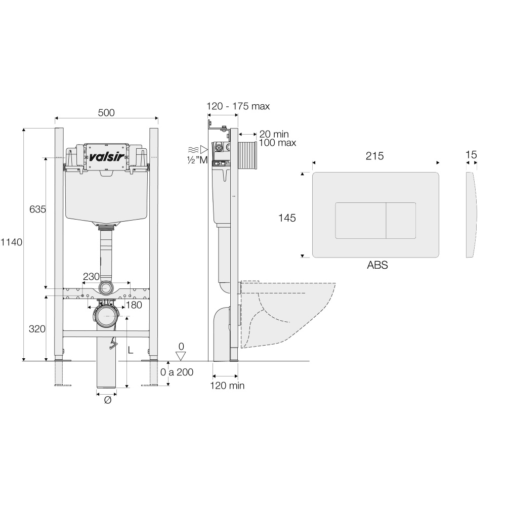 KIT P1 CR VS0853202 Комплект инст.для унит. WINNER S BLOCK H1140 D.90/110MEC, клавиша P1, ABS,хром, 