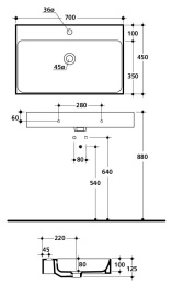 Раковина Kerasan Cento 353201, 70*45см