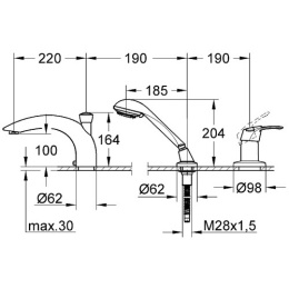 grohe chiara 19157000 Смеситель на борт ванны на 3 отверстия