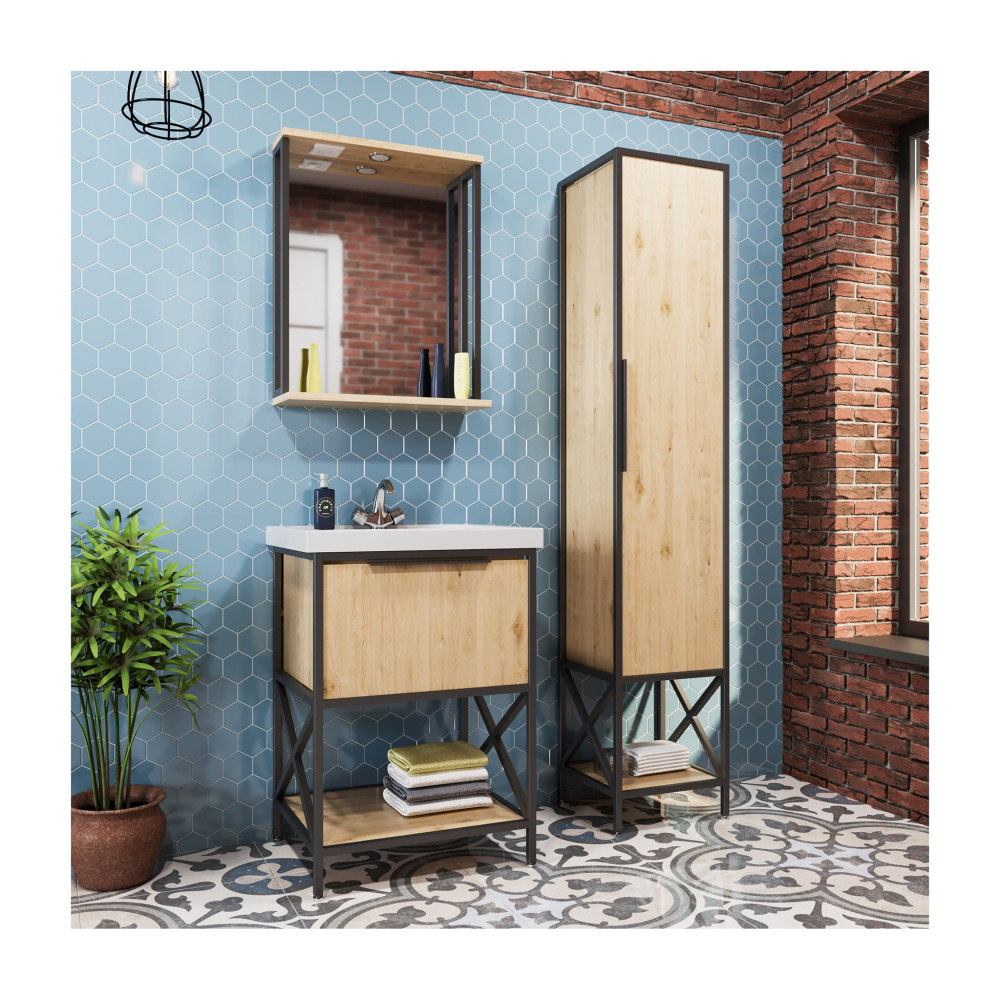 Зеркало с  подсветкой MIXLINE Бруклин-60 дуб бунратти (543581)
