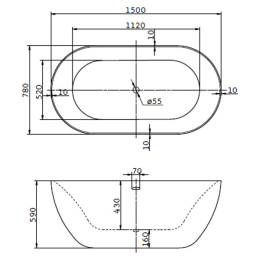 Акриловая ванна 150x78 BelBagno (BB27), прямоугольная