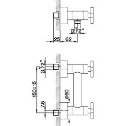 Смеситель для душа Cisal Barcelona Quad BQ00044121, хром