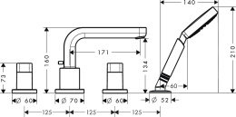 Смеситель для ванны и душа Hansgrohe Metris S (31443000) хром