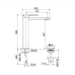 Смеситель для раковины Fiore Kube 100NN8517, черный