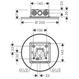 Axor ShowerSolution 35302000 Верхний душ, Ø 300мм, 1jet, потолочный монтаж, цвет: хром