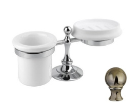 Фото Стакан и мыльница настольные Cezares Olimp STT-02-M цвет бронза, ручки металл