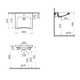 Раковина подвесная 60 см Vitra S20 (5289B003-0001) белый