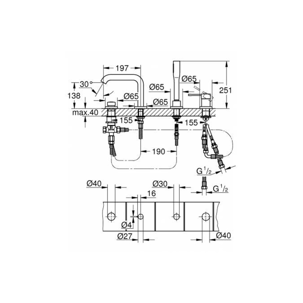 Grohe Essence New 19578A01 Смеситель для ванны, на бортик