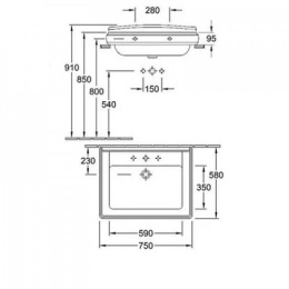 Фото Раковина мебельная 75 см Villeroy&Boch Hommage (7101LGR1)