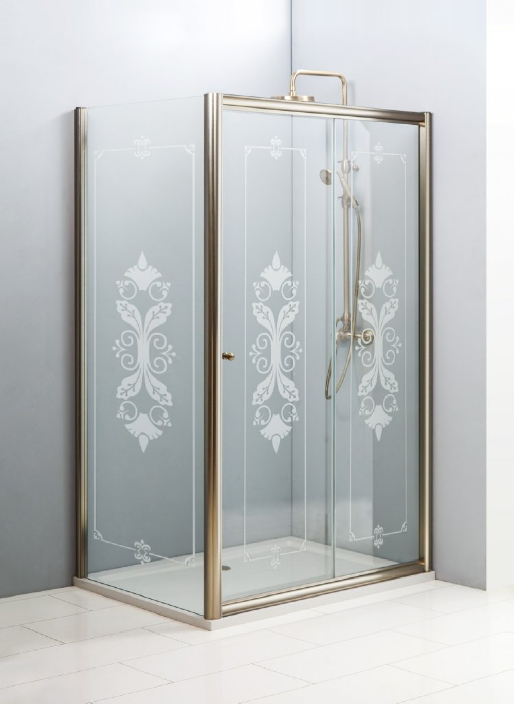 Душевой уголок Cezares, 90 х 120 х 195 см, стекло прозрачное узорчатое