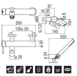 Фото NOBILI Live LV00110IX Смеситель для ванны (мат.нерж.сталь)