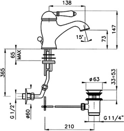 Фото Смеситель Nicolazzi Classico 3402 GB 75 для раковины, гальваническое золото