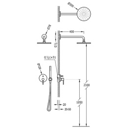 Фото Душевая система Tres Study (26298091) хром