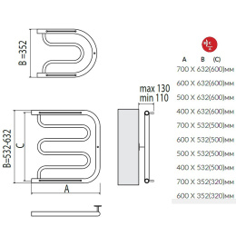 Фото Полотенцесушитель водяной Terminus Фокстрот с полкой 1" 4620768881305