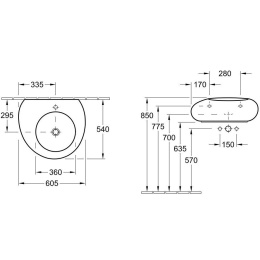 Раковина 517061S3 VILLEROY&BOCH PURE STONE, 605х540 мм
