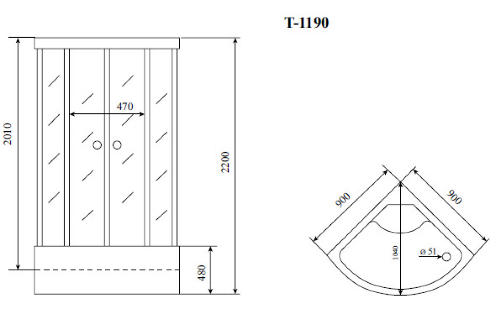 Душевая кабина 90x90x220 Timo (T-1190 P) Без гидромассажа, акрил, Поддон глубокий