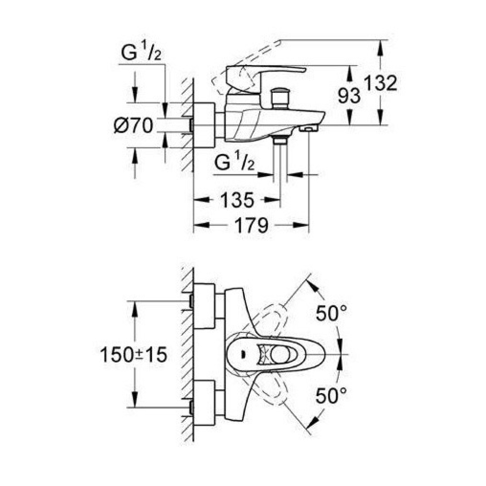 Grohe Europlus 33553001 Смеситель для ванны (хром)