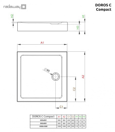 Акриловый поддон для душа Radaway Doros C Compact 80x80x11,5 Белый SDRC8080-05