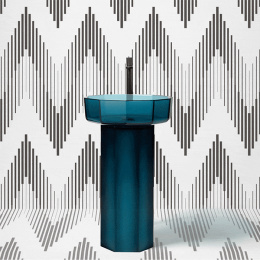 Фото Antonio Lupi OPALE OPALE20 Petrolio Пьедестал для раковины, выпуск в пол, с сифоном и гибким шлангом