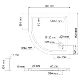 Душевой поддон WasserKRAFT Isen 90 x 90 см, 26T01