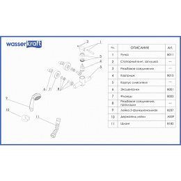 Смеситель WasserKRAFT MAIN 4102 для душа, хром