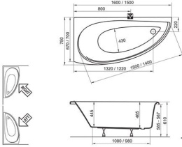 Фото Акриловая ванна 150x150 Ravak (CS01000000), угловая