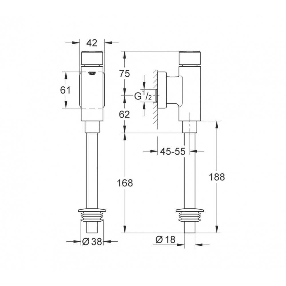 Grohe Rondo 37342000 Смывное устройство для писсуара