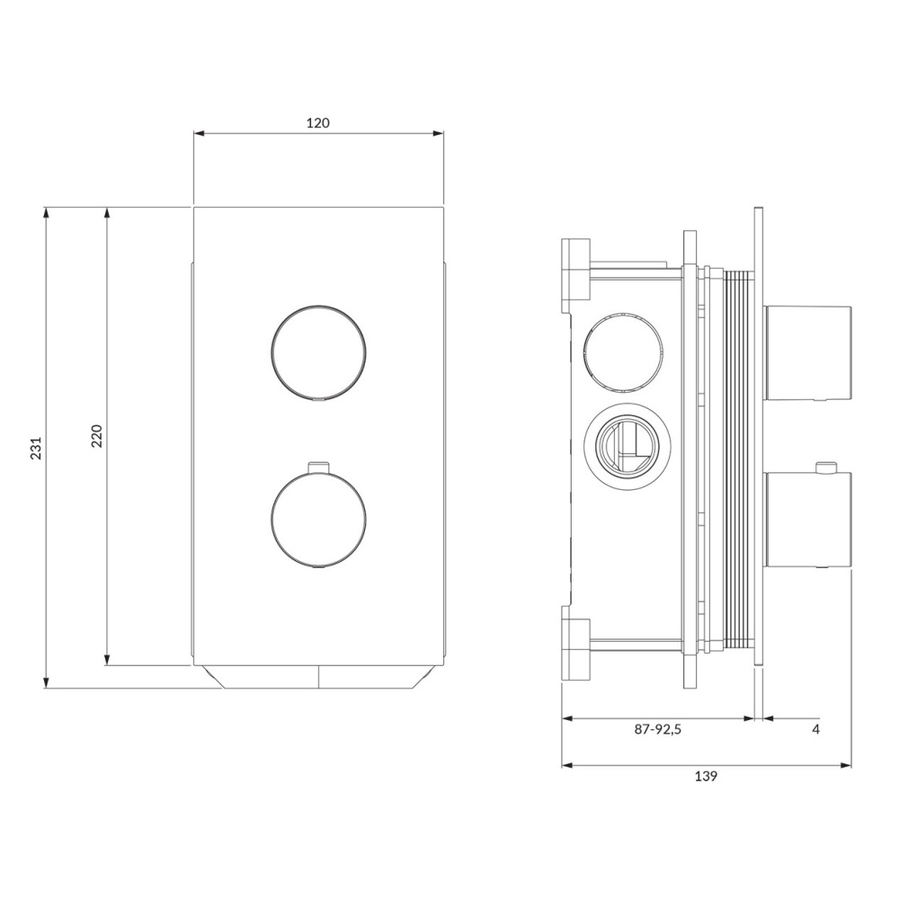 Смеситель термостатический для душа скрытого монтажа OMNIRES CONTOUR CT8036AT (антрацит)