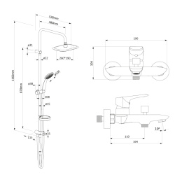 Душевая система со смесителем Damixa Palace Grand (408611410) хром