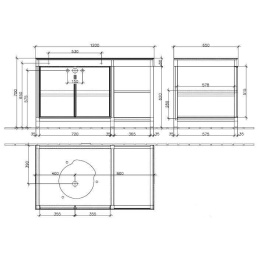Тумба под раковину 95721000 VILLEROY&BOCH PURE STONE, 1200x700x650 мм
