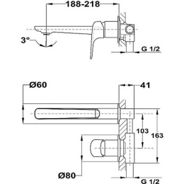 Фото Teka Itaca 67461020G2 Смеситель для умывальника настенный, золото
