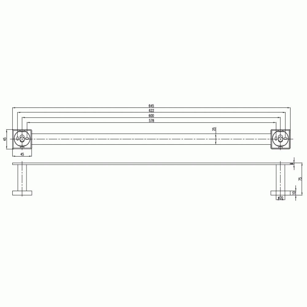 Villeroy&Boch Elements-Striking TVA15200200061 Держатель для полотенца 645 мм