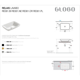 Раковина накладная Globo Relais (RE061.BI*0) белый