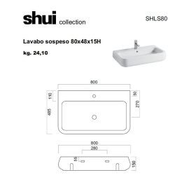 Cielo SHUI SHLS80 Раковина на 80 см (цвет: белый)