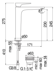 Фото Nobili Yoyo YO126128/2CR Смеситель для раковины высокий