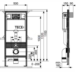 Инсталляция Tece с унитазом Roca Meridian-N Compact 346248000, сиденье микролифт