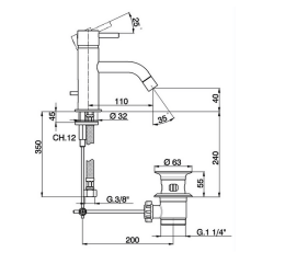 Смеситель для раковины Cisal Less Minimal LM00051021, хром